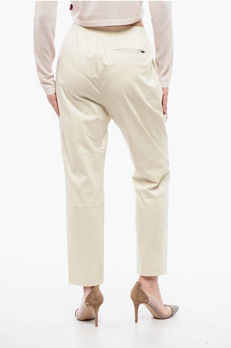 Katoenen MILITAIR Chino-broek met elastische tailleband in beige - Image 2