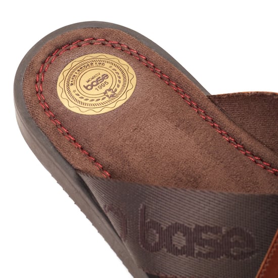 Base London Webb Leren Heren Sandalen In Gebrand Bruin - Image 6