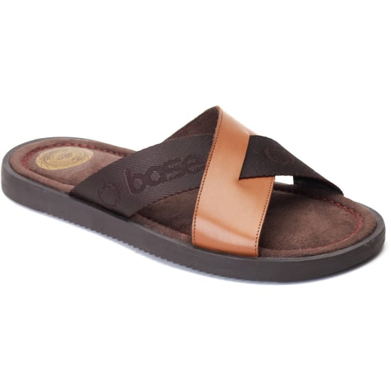 Base London Webb Leren Heren Sandalen In Verbrande Bruine Kleur - Image 1