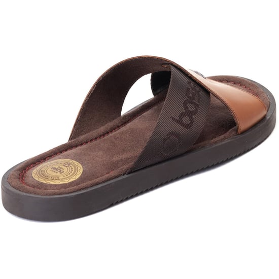 Base London Webb Leren Heren Sandalen In Verbrande Bruine Kleur - Image 2
