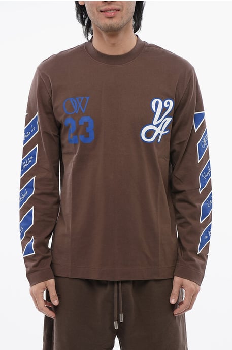 Bedrukt RAIN DRUM T-shirt met lange mouwen in bruin - Image 1