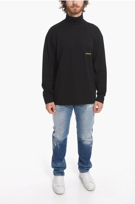 Turtleneck SOLAR POWER katoenen T-shirt in zwart - Image 4