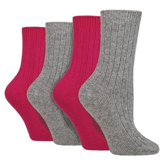4-Pack Dames Cashmere Boot Sokken | Ademend Comfortabele Geribbelde Wol Bed Sokken - Image 1