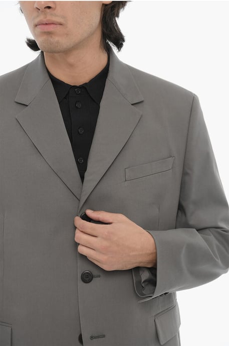 Zijsplitten, reverskraag, slim fit, 3-knoops pak in grijs - Image 3