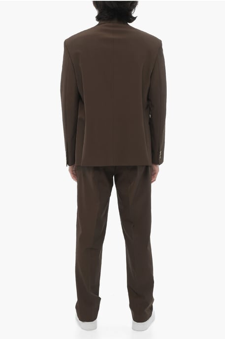 Zijsplitten, reverskraag, slim fit, drieknoops pak in bruin - Image 4