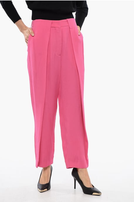 Tapered fit hoge taille broek in roze - Image 1