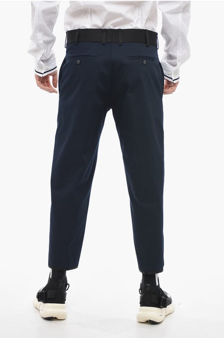 Slim Fit TOM-broek met contrasterende randen en enkelknopen in blauw - Image 2