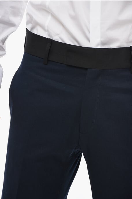 Slim Fit TOM-broek met contrasterende randen en enkelknopen in blauw - Image 3
