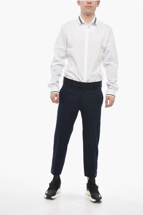 Slim Fit TOM-broek met contrasterende randen en enkelknopen in blauw - Image 4