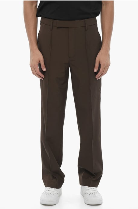 Slim fit broek van technische stof in bruin - Image 1