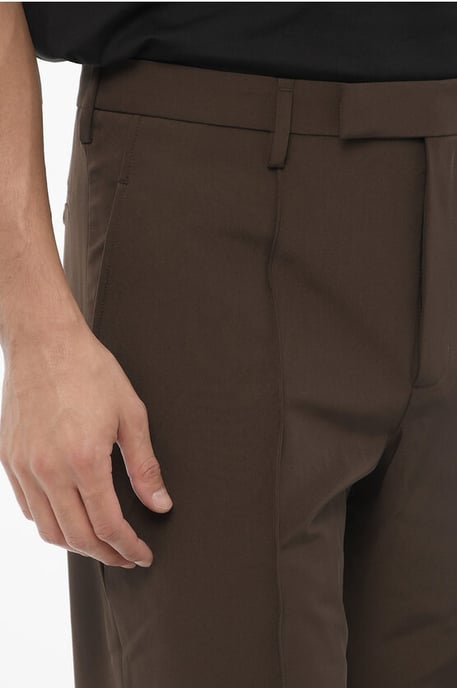 Slim fit broek van technische stof in bruin - Image 2
