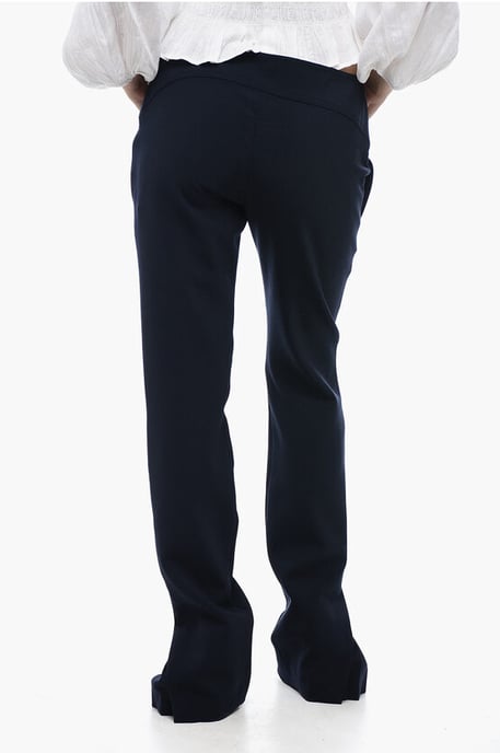 Broek met lage taille en plooien in middernachtblauw - Image 2