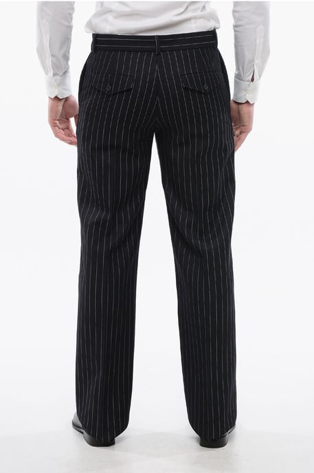 Gestreepte wolmix 23 Slim Fit broek in blauw - Image 2