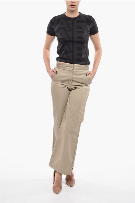 Hoge taille rechte broek in beige - Image 4