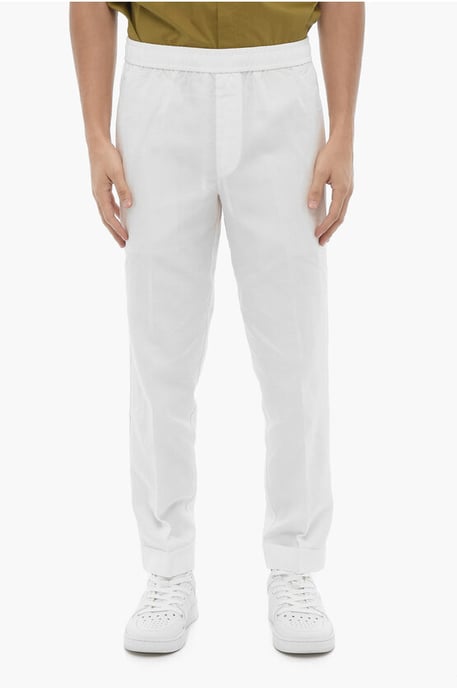 Slim Fit REM-broek met elastische tailleband in wit - Image 1
