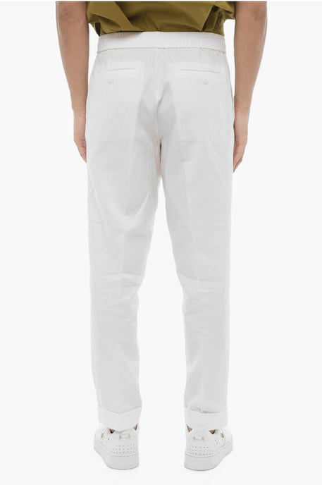 Slim Fit REM-broek met elastische tailleband in wit - Image 2