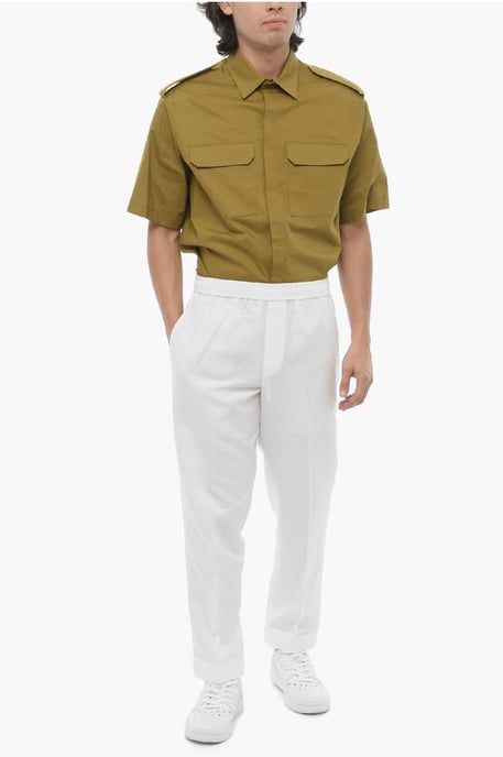 Slim Fit REM-broek met elastische tailleband in wit - Image 4