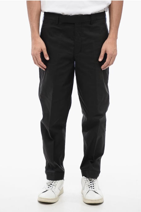 Broek van katoenmix met METAL HEM en normale taille in zwart - Image 1