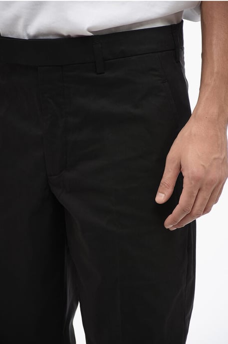 Broek van katoenmix met METAL HEM en normale taille in zwart - Image 3