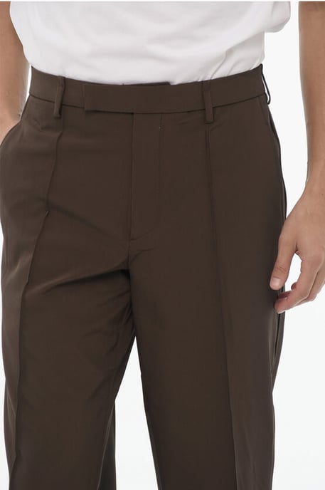 Rechte, slim fit pintuck-broek in bruin - Image 2