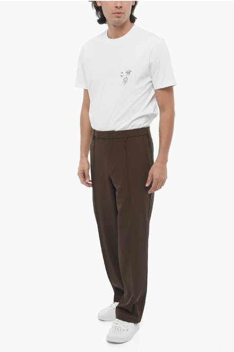 Rechte, slim fit pintuck-broek in bruin - Image 3