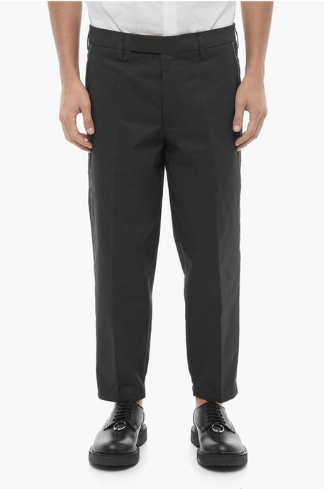 Broek met normale taille en slim fit en riemlussen in zwart - Image 1