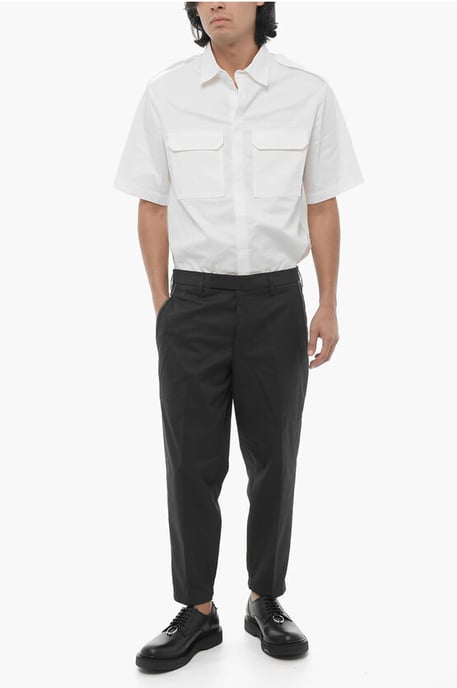 Broek met normale taille en slim fit en riemlussen in zwart - Image 3