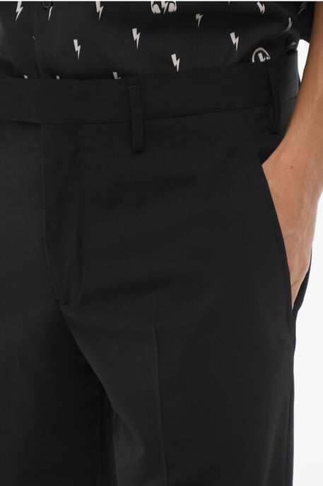 Broek met normale taille en slim fit en enkelrits in zwart - Image 3