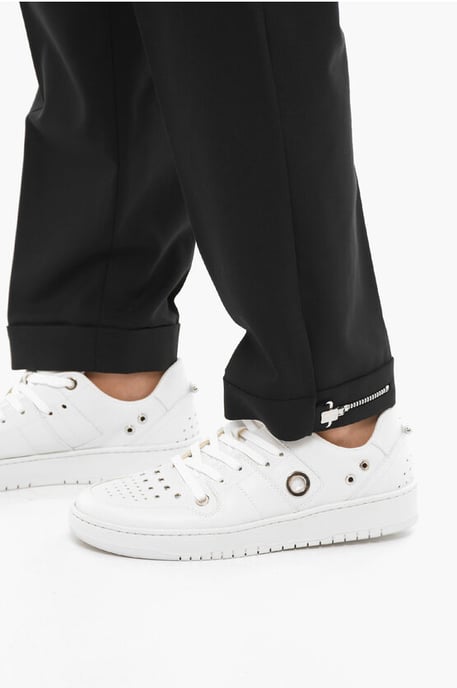 Broek met normale taille en slim fit en enkelrits in zwart - Image 4
