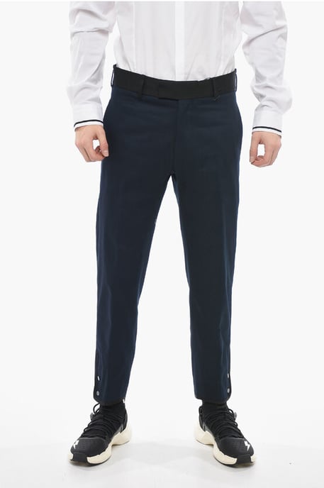 Slim Fit TOM-broek met contrasterende randen en enkelknopen in blauw - Image 1