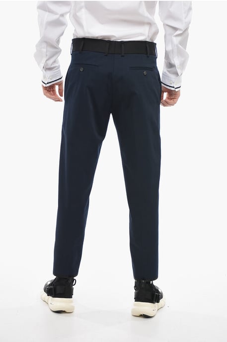 Slim Fit TOM-broek met contrasterende randen en enkelknopen in blauw - Image 2