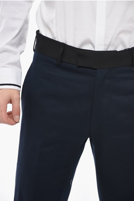 Slim Fit TOM-broek met contrasterende randen en enkelknopen in blauw - Image 3