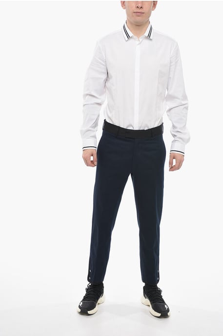 Slim Fit TOM-broek met contrasterende randen en enkelknopen in blauw - Image 4