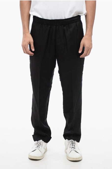 Viscose Blend REM-broek met elastische tailleband in zwart - Image 1