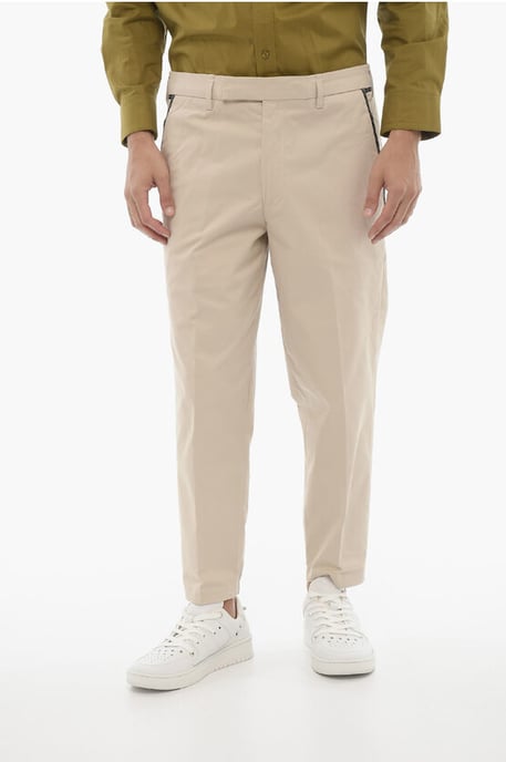 Regular Fit Slim Fit Broek met Riemlussen in Beige - Image 1