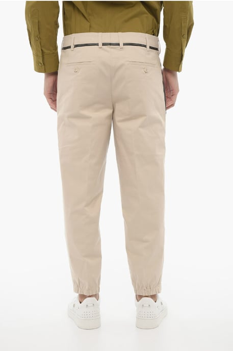 Regular Fit Slim Fit Broek met Riemlussen in Beige - Image 2