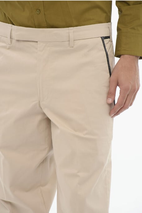 Regular Fit Slim Fit Broek met Riemlussen in Beige - Image 3