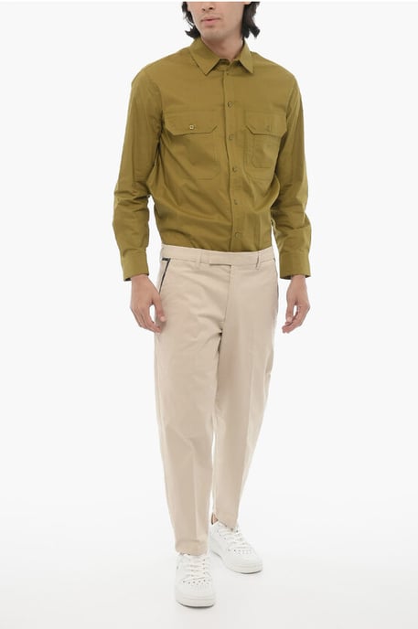 Regular Fit Slim Fit Broek met Riemlussen in Beige - Image 4