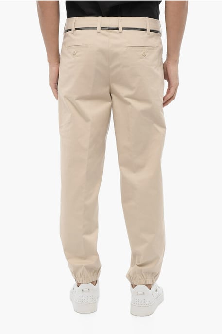 Regular Fit Slim Fit Broek met Riemlussen in Beige - Image 2