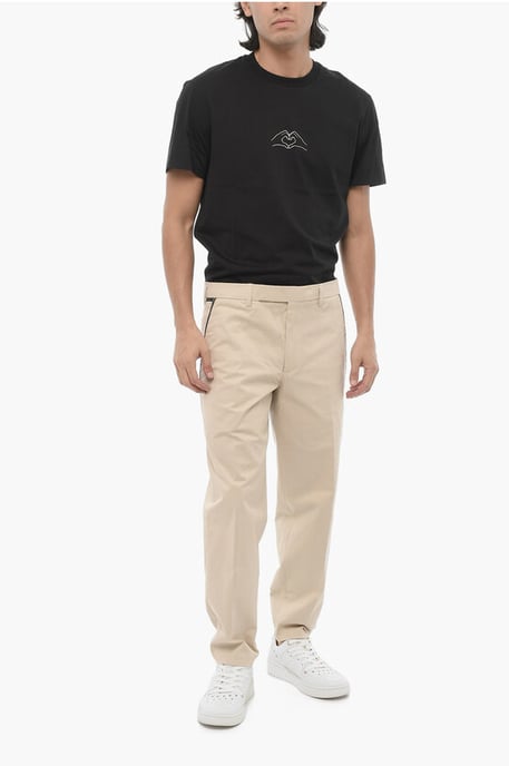Regular Fit Slim Fit Broek met Riemlussen in Beige - Image 4