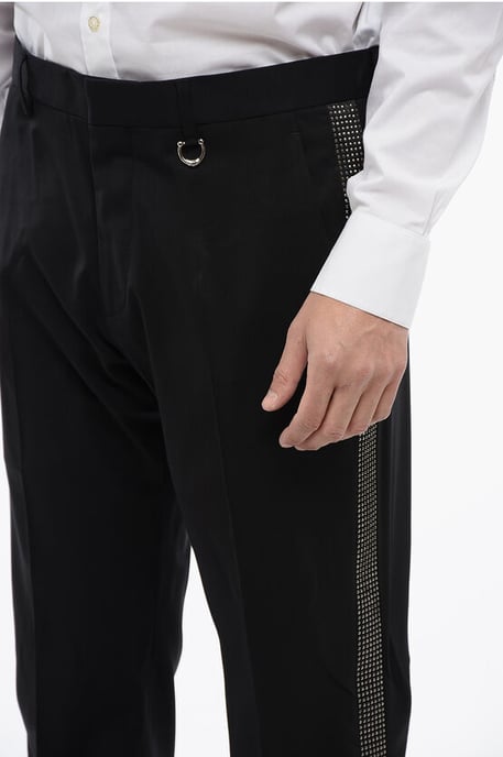 Wollen AKULIN-broek met strass-steentjes aan de zijkanten in zwart - Image 3