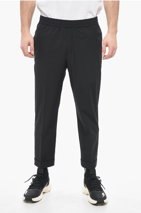 Nylon REM-broek met elastische tailleband in zwart - Image 1
