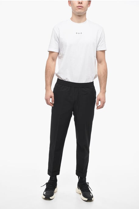 Nylon REM-broek met elastische tailleband in zwart - Image 4