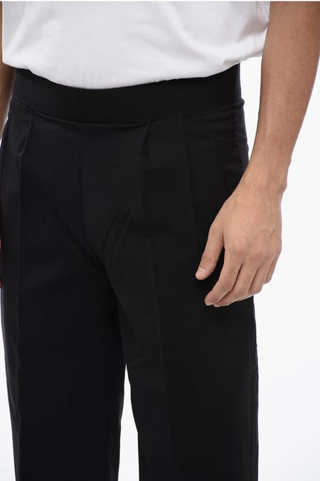 Tapered Fit linnenmix broek met dubbele plooi in zwart - Image 3
