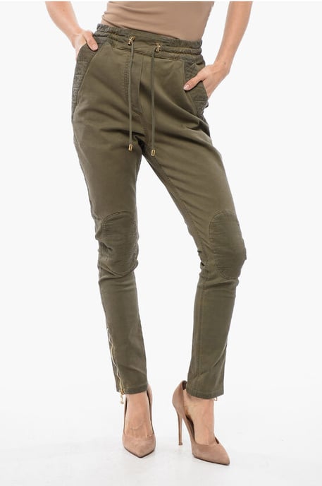 Jodhpurbroek met gewatteerde inzetstukken in groen - Image 1