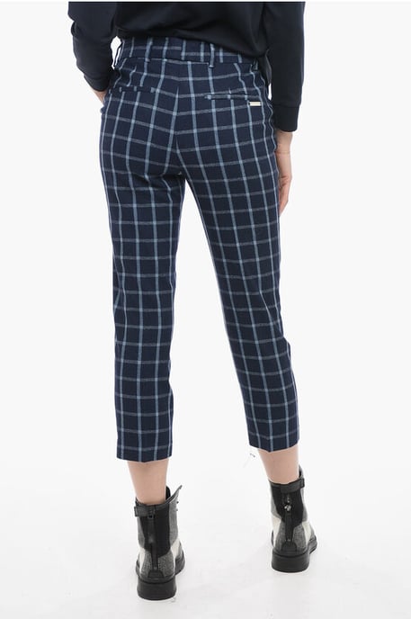 COMFORT-broek van wolmix met ruitjespatroon in blauw - Image 2