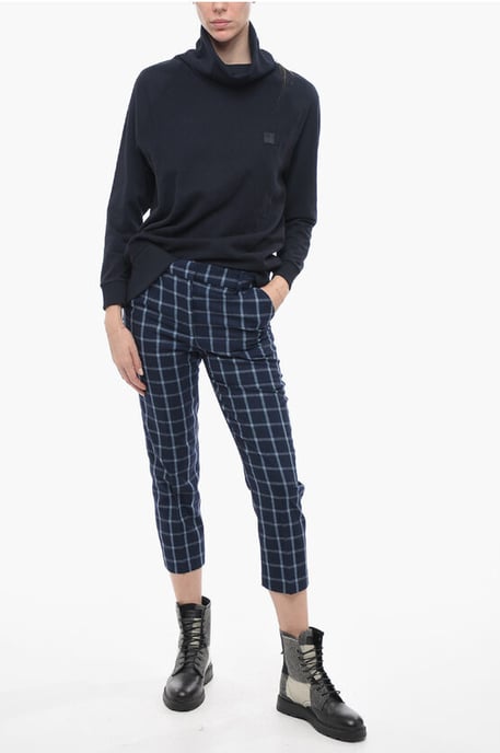 COMFORT-broek van wolmix met ruitjespatroon in blauw - Image 4