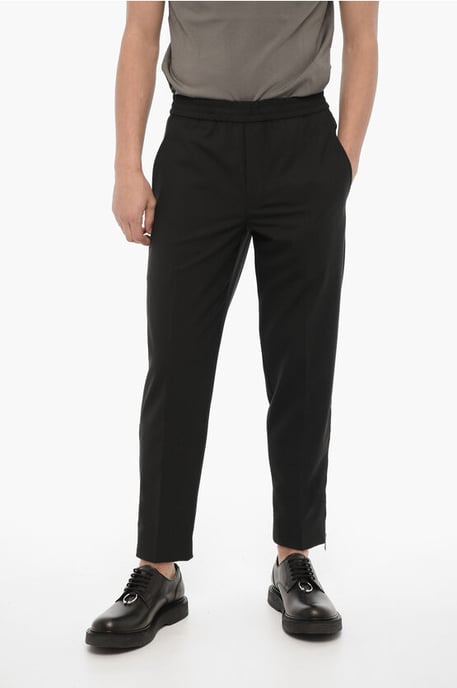 Slim Fit Broek met Enkelrits in Zwart - Image 1