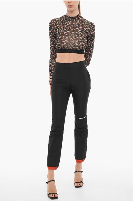 Nylon broek met enkelrits in zwart - Image 4