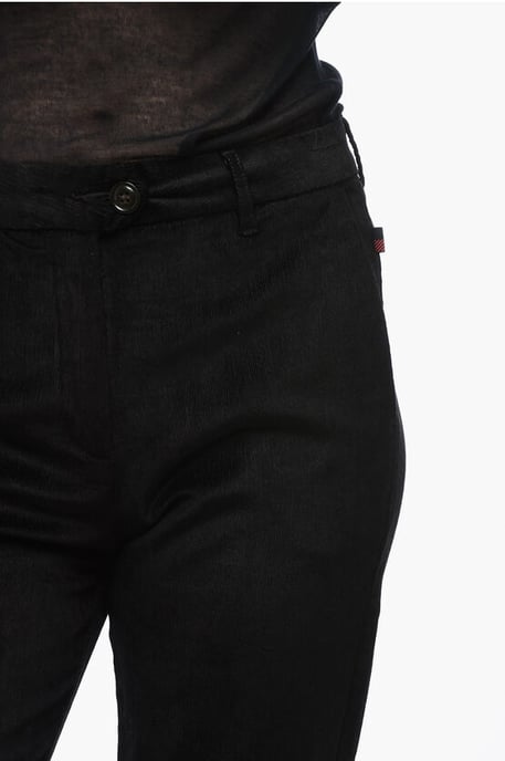 Corduroy cropped broek in zwart - Image 3